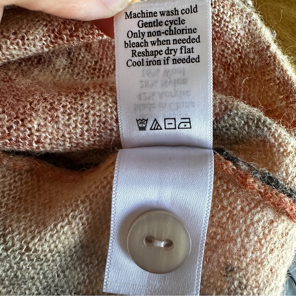 Coldwater Creek Wool/Mohair Blend One Button Painted Floral Cardigan Size L - Picture 11 of 14